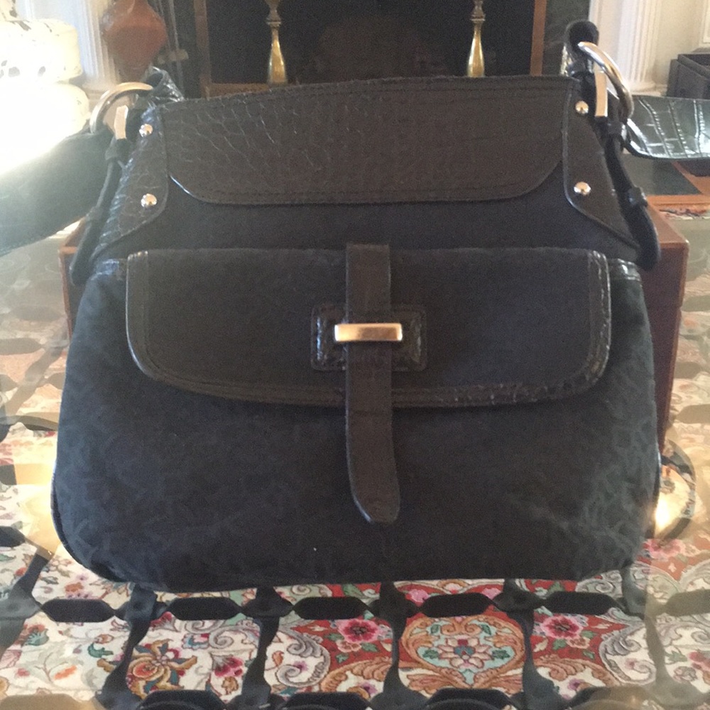 DKNY bag! With embossed gator leather trim!